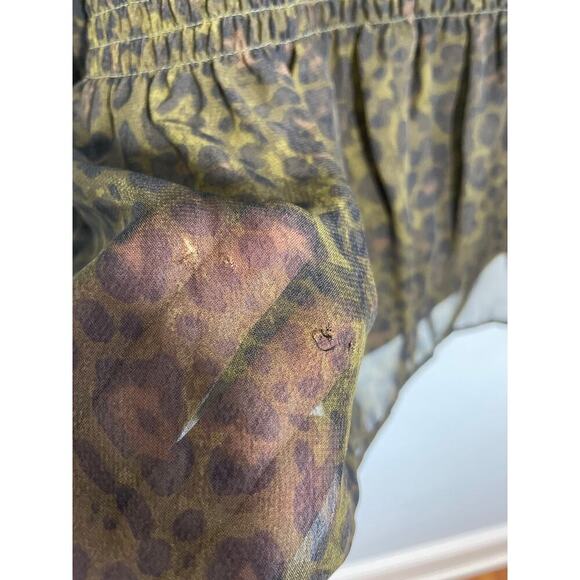 Nine West women’s sz Small square neck long sleeve green leopard print blouse - Picture 8 of 8